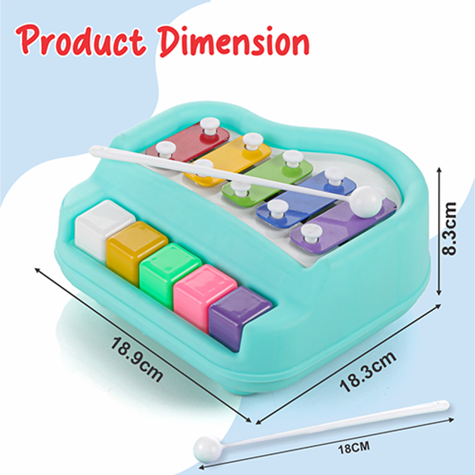 Aditi Toys Plastic Musical Piano Xylophone for Kids, Non-Toxic Suitable for Above 3 Years | Blue