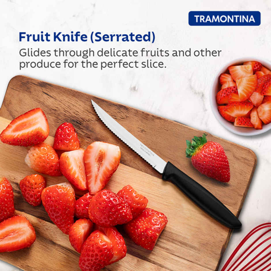 Tramontina Plenus 3 Pc Knife Set for Kitchen Use, Set of Vegetable/Tomato/Fruit, Kitchen Knife Set with Polypropylene Handle, Dishwasher Safe, Made in Brazil