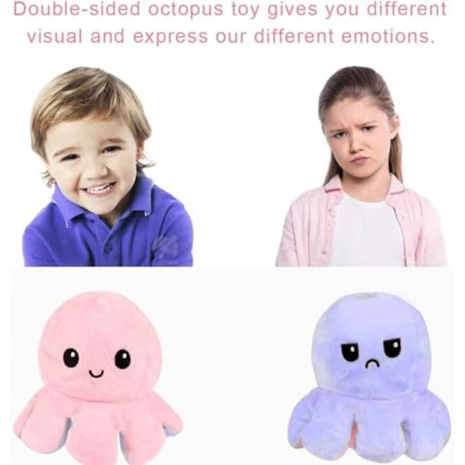 Storio Reversible Octopus Plushie | Soft Cute Mood Plush Toy for Kids | 19 cm