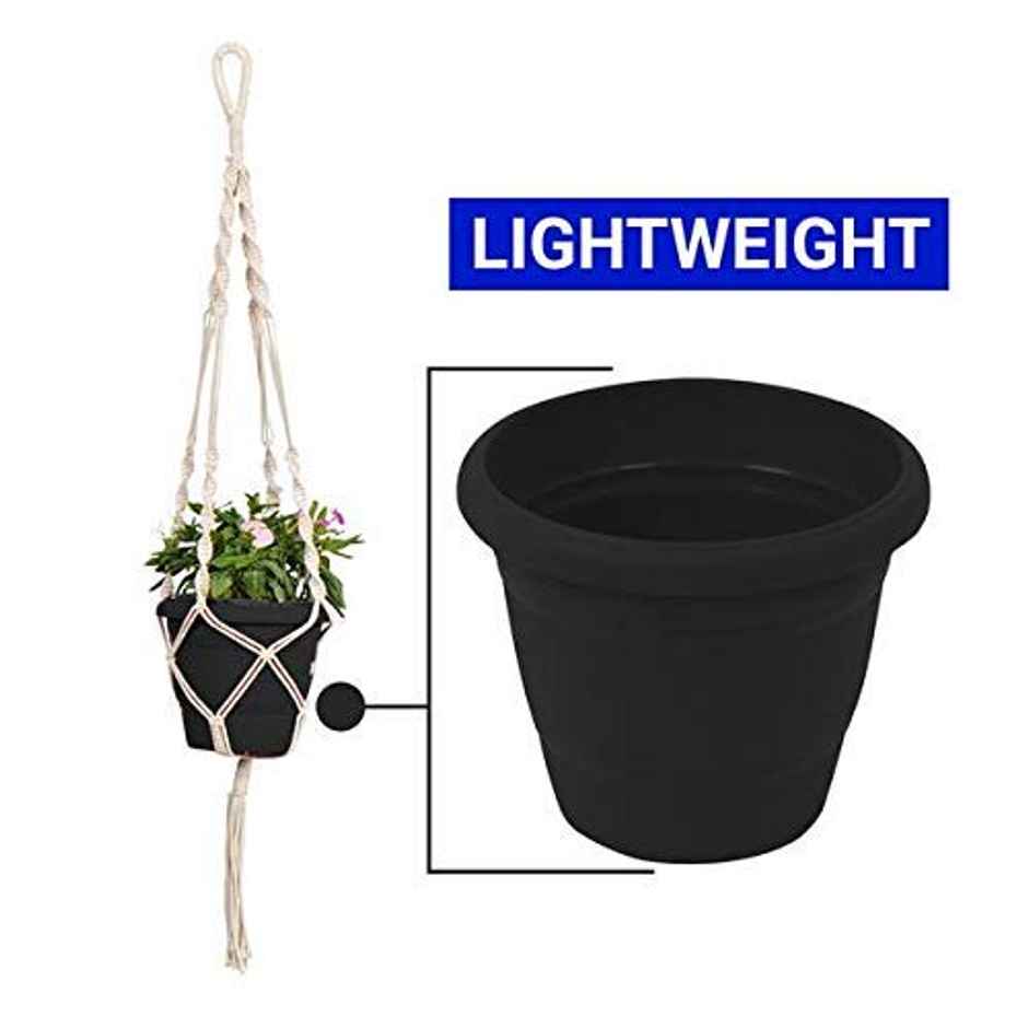 TrustBasket Round Pots 10 Inch | UV Treated Plastic Garden Flower Pots - Black