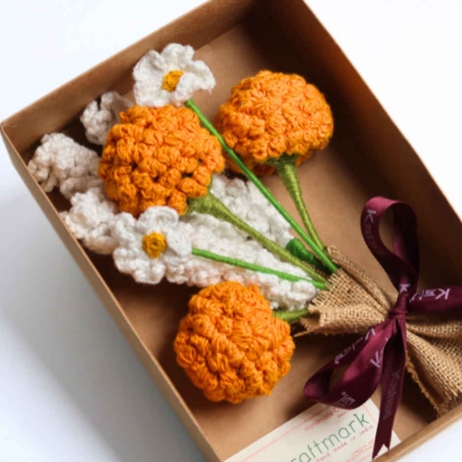 Handcrafted Crochet Festive Marigolds Bouquet | The Kalaa Store