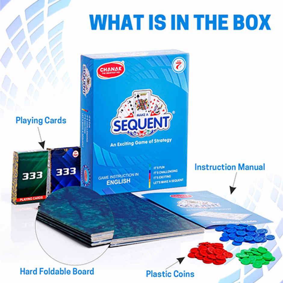 Aditi Toys Make A Sequent Game - Strategy Board Game with Chips & Cards for Kids 7+, BIS Approved