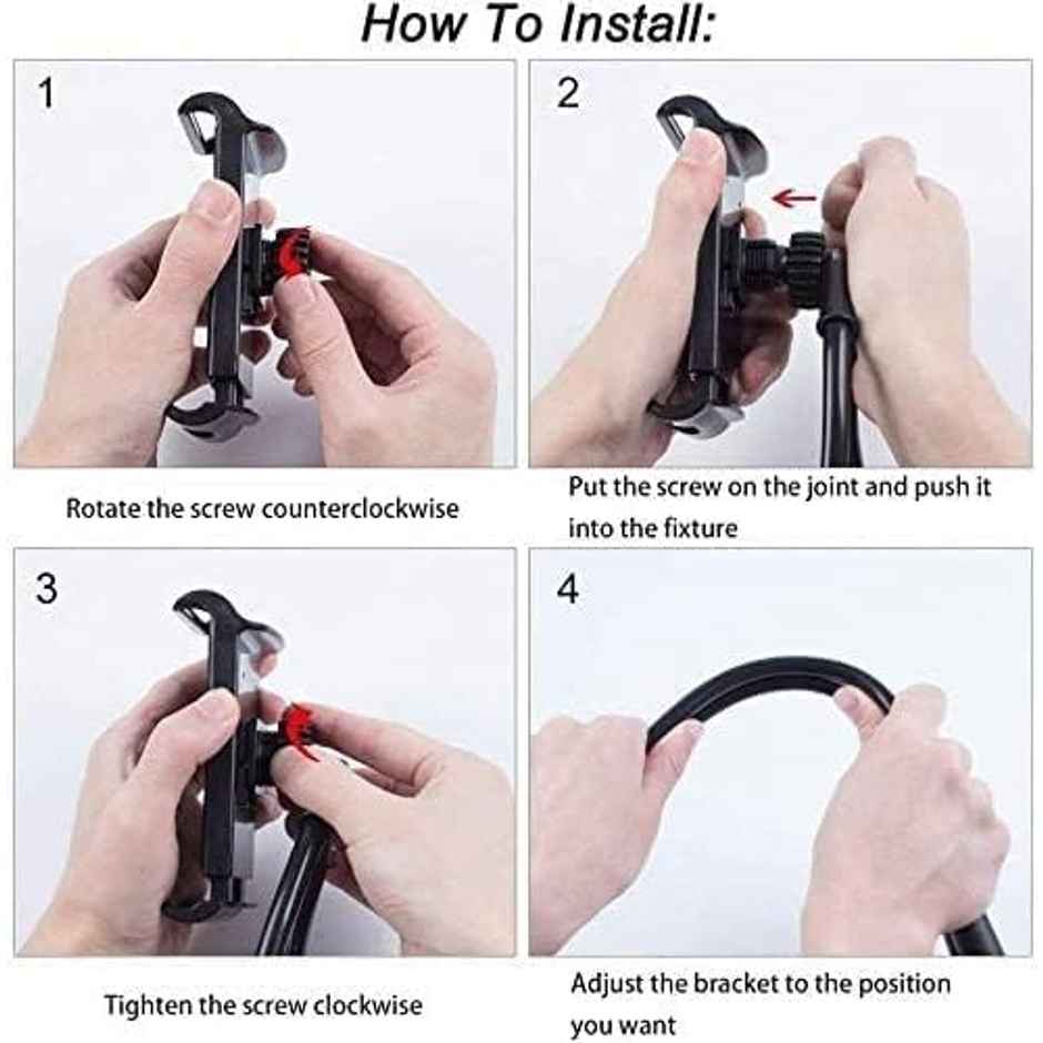 Sounce Lazy Neck 360 Rotating Flexible Holder-Stand | Compatible with 4-7 Inch Smartphones | Black