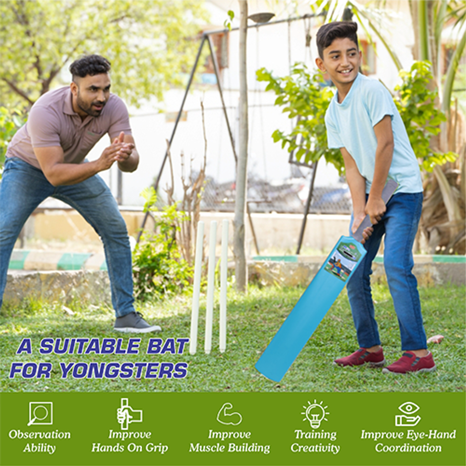 Aditi Toys Big Turf Cricket Bat, for Kids & Adults 15+ | Indoor/Outdoor | Blue - 34.5 in