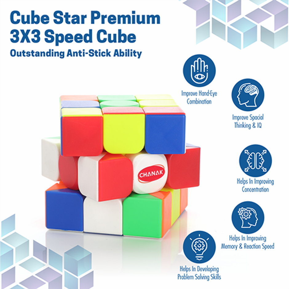 Aditi Toys 3x3 Cube for Kids, Speed Cube Puzzle for Kids & Adults, Stickerless Speed Cube - Age 6 Y+