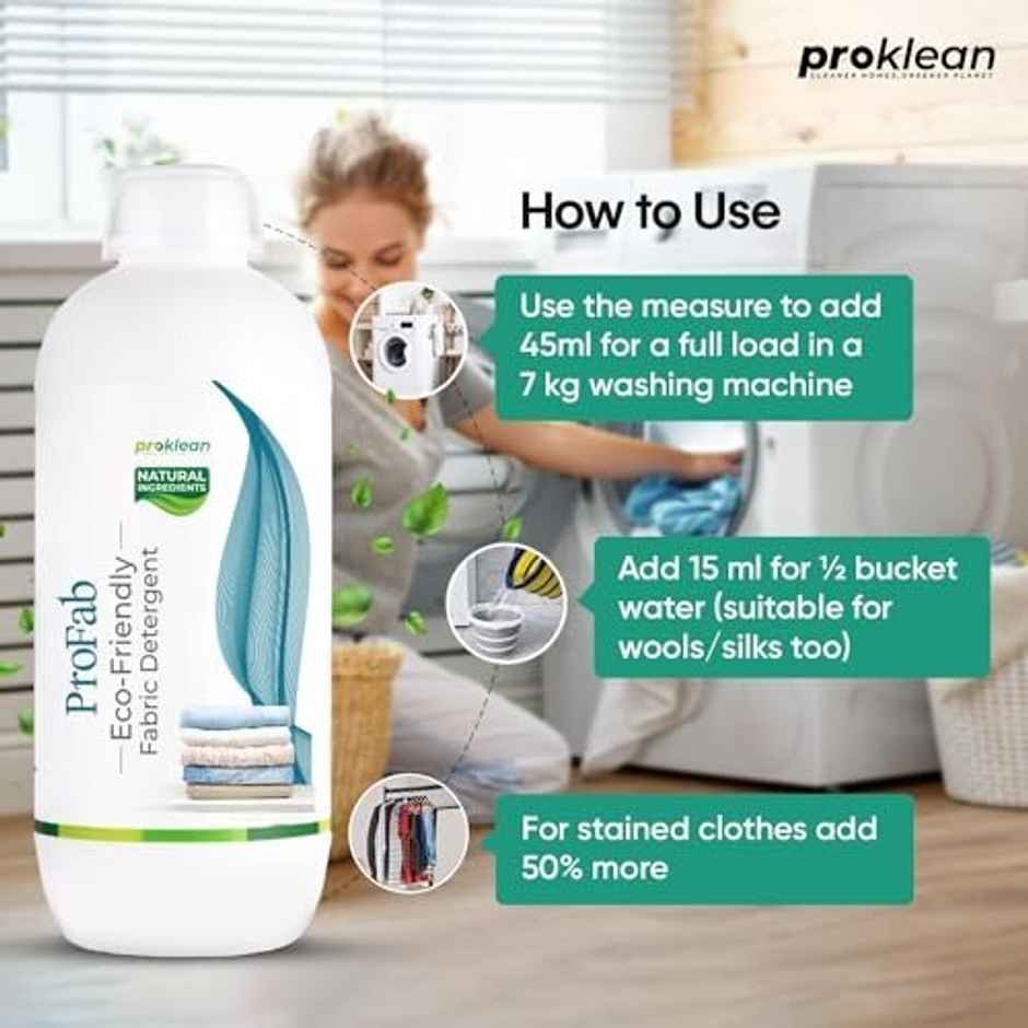 Proklean Profab Natural Eco-Friendly Detergent Liquid & Sanitiser | Bucket & Machine Wash