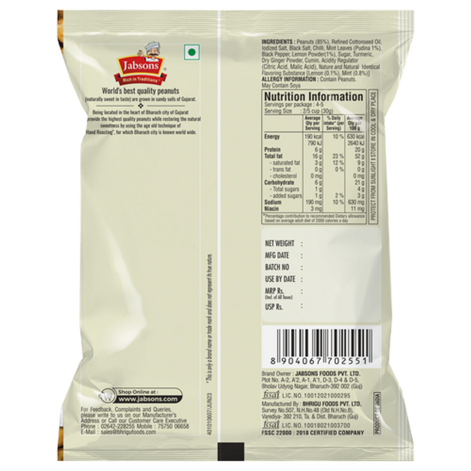 Jabsons Roasted Peanuts Nimboo Pudina Combo 