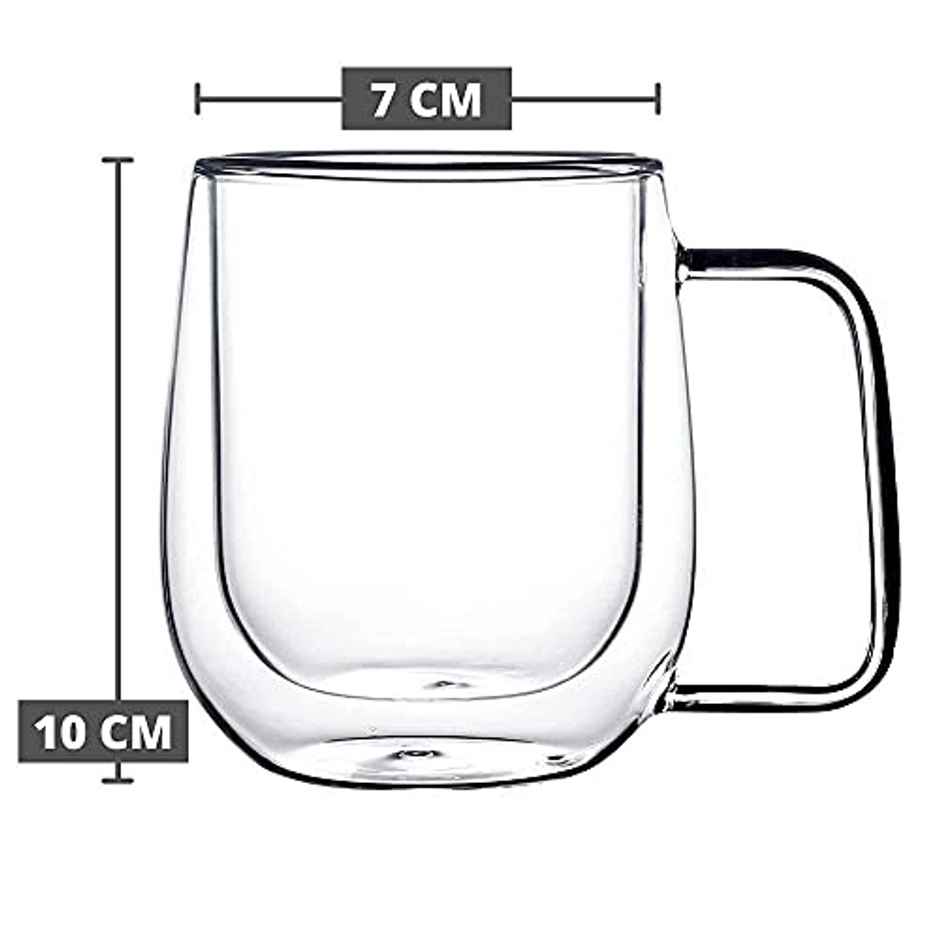 Femora Double Wall Crystal Glass Tea Cup Coffee Mug- 290Ml