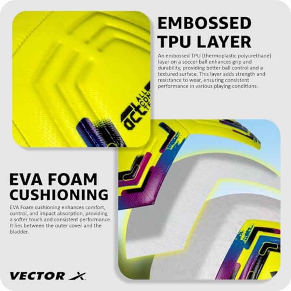 Vector X Xtreme Football 3D Embosed Tpu Stitched Suitable For All Ground�Neon Size -5