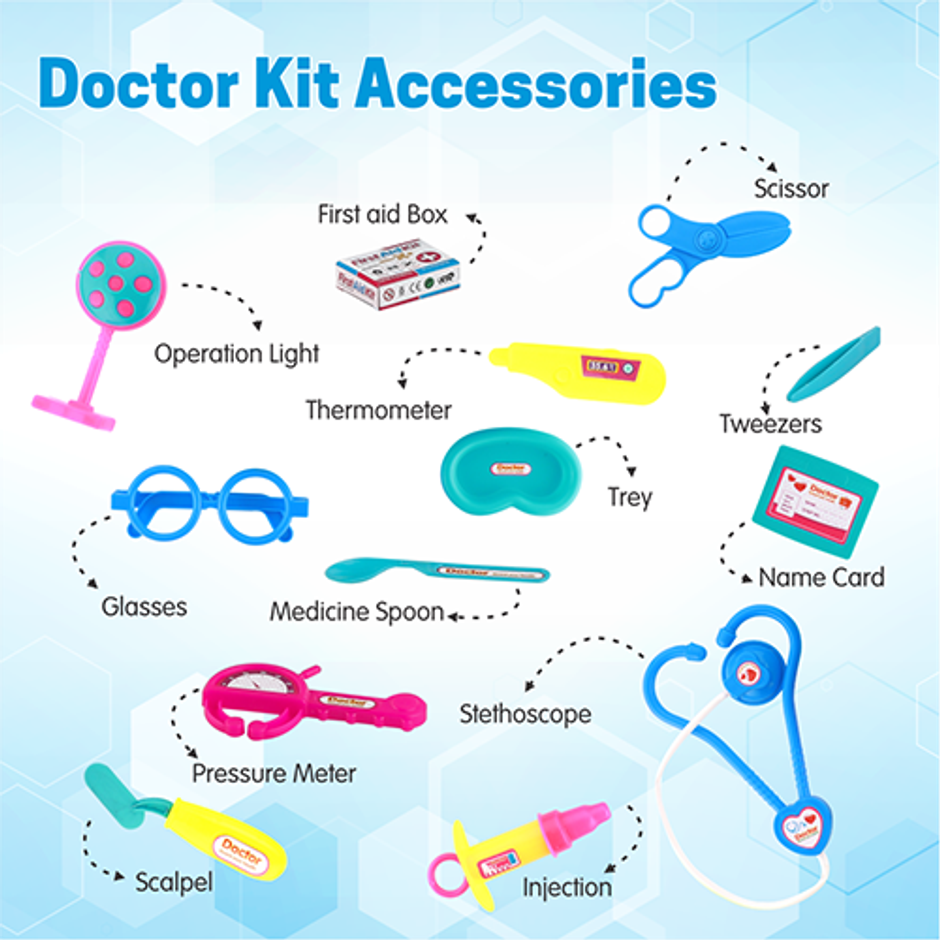 Aditi Toys Doctor Playset - Pretend Play Kit with Foldable Suitcase | For Kids 3+ | Blue