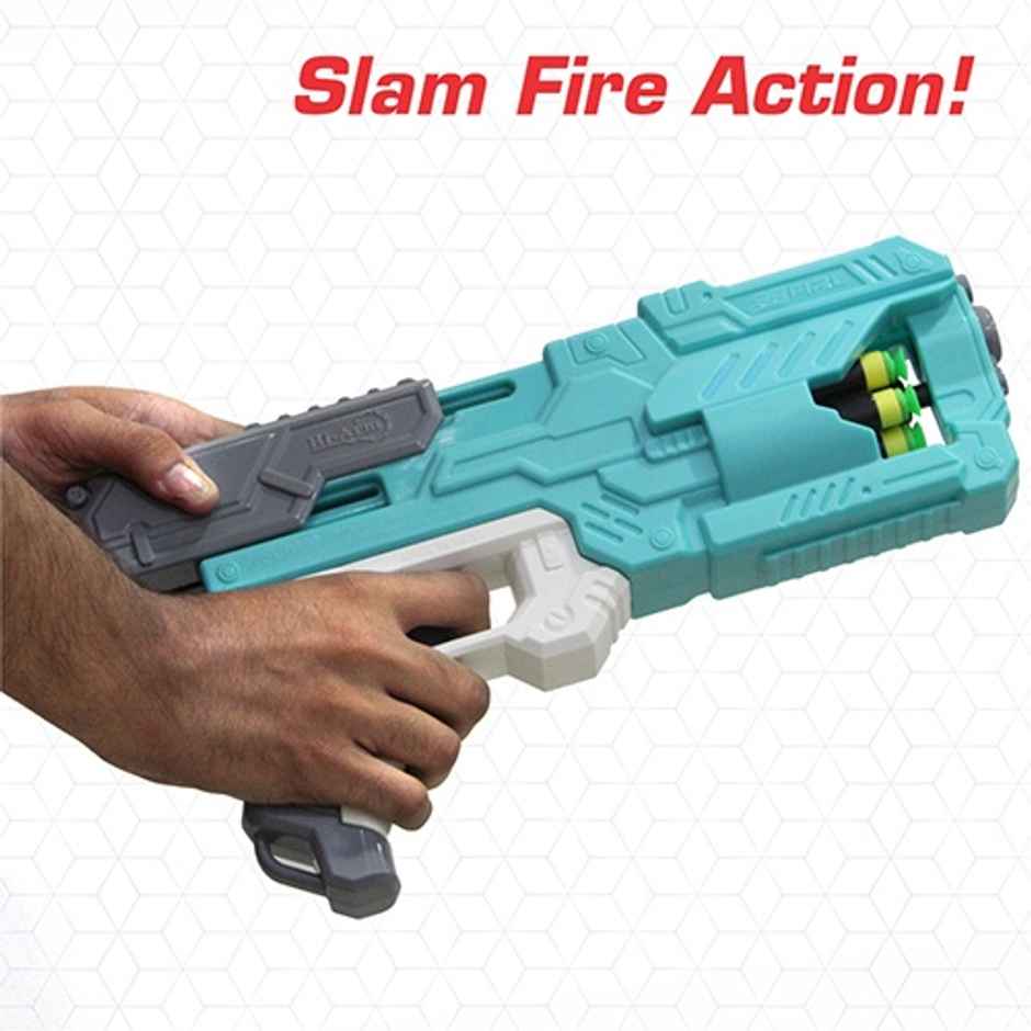 Aditi Toys Six Fire Dart Gun with 6|Dart Drum & 10 Soft Bullet | Hi|Arm Toy Gun | 6+ | LightBlue