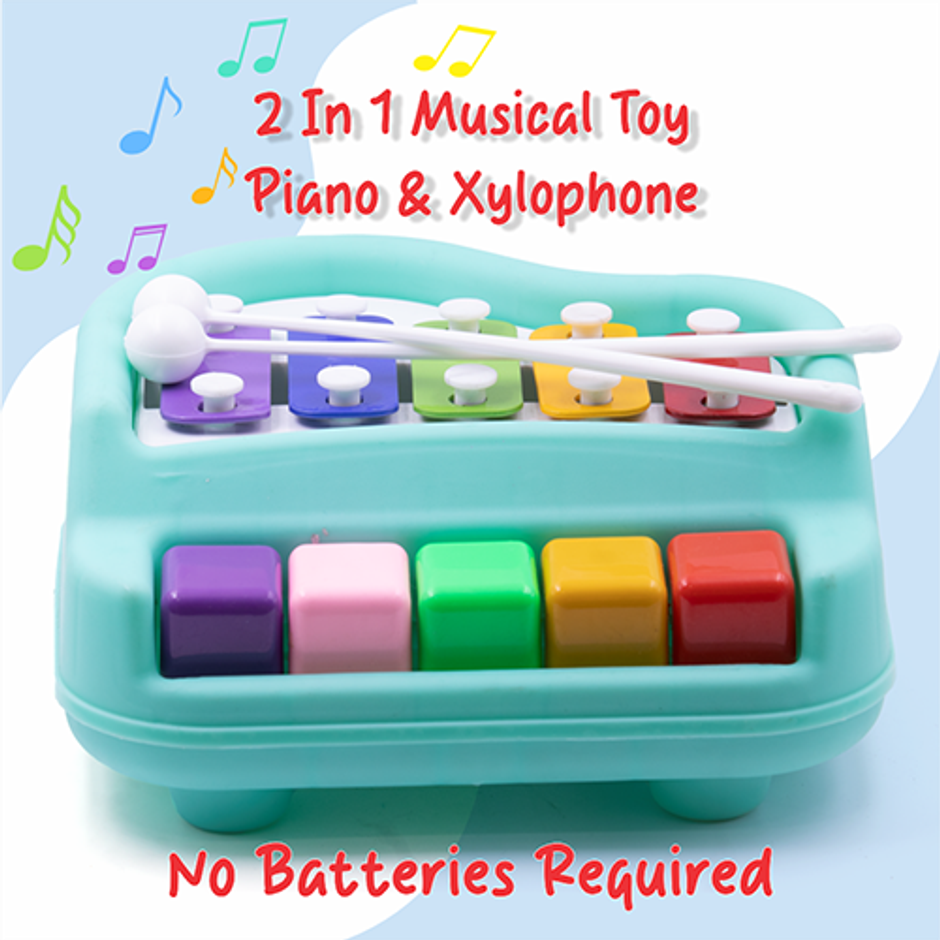 Aditi Toys Plastic Musical Piano Xylophone for Kids, Non-Toxic Suitable for Above 3 Years | Blue