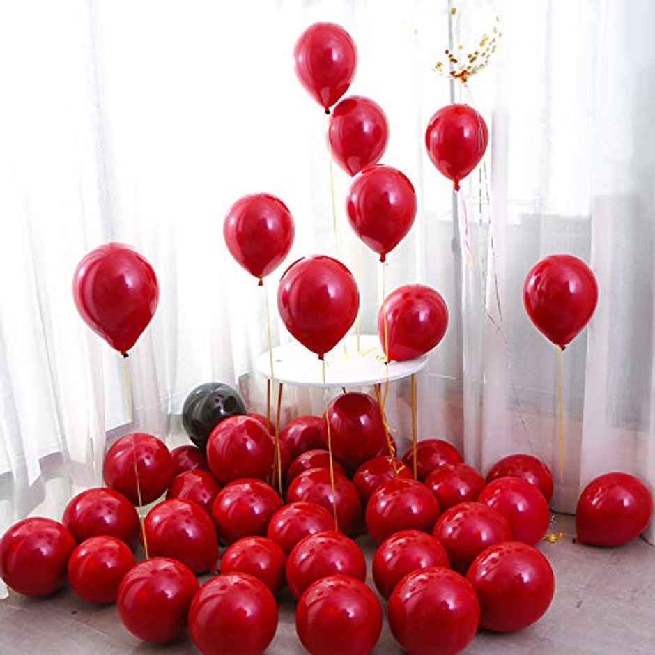 Premium Metallic Latex Balloons Red and White Decoration | Hemito