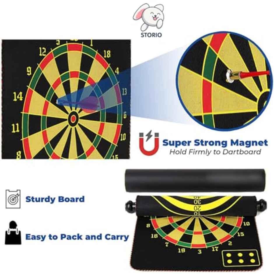 Storio Magnetic Dart Board | Double-Sided Dart Game - 12 inch