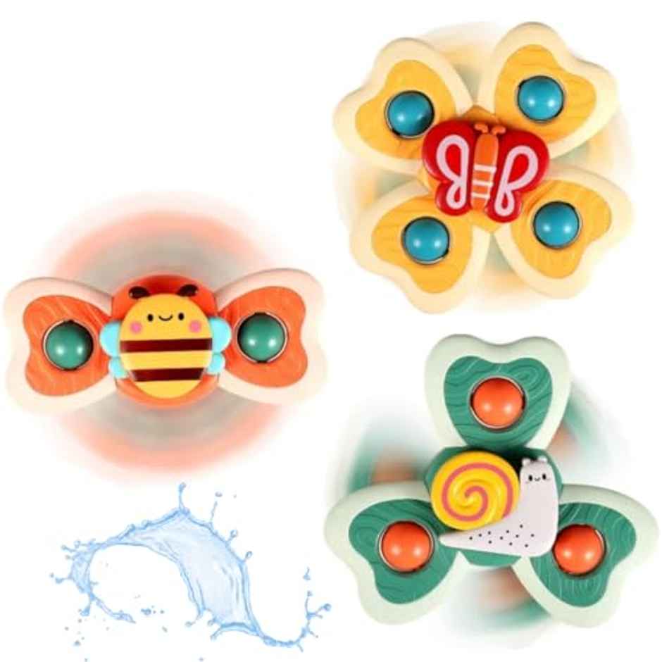 Storio Pack of 3 Assorted Suction Cup Spinner Toy | Baby Bath Toys for Toddlers