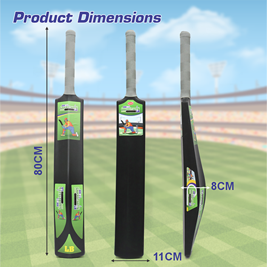 Aditi Toys Big Turf Cricket Bat for Kids & Adults 15+ - Indoor/Outdoor | Black - 34.5 in