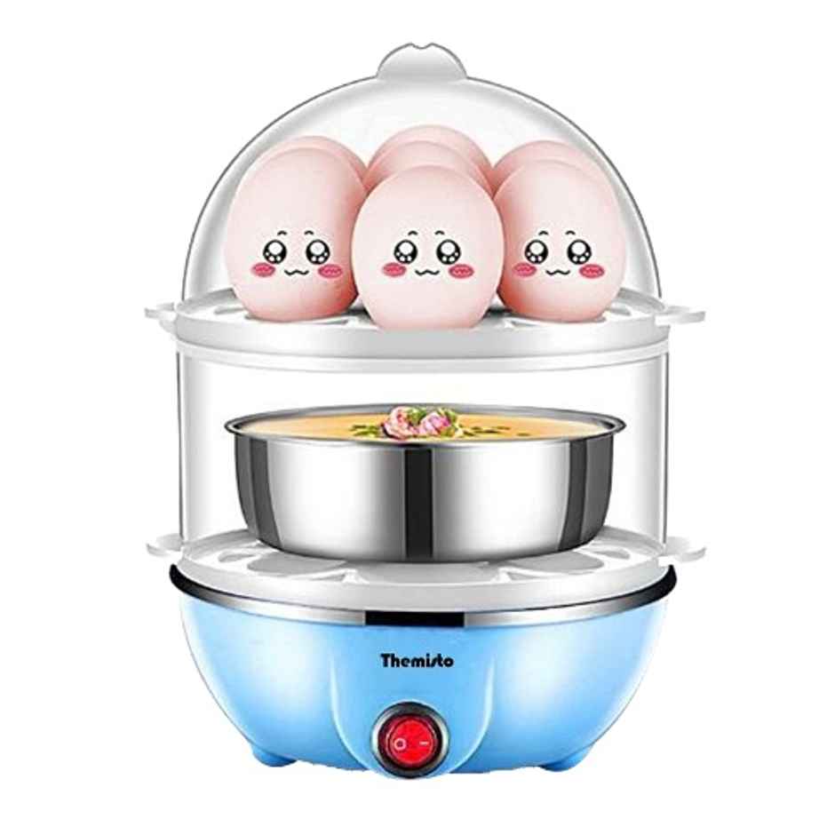 Themisto 350 Watts Egg Boiler/Poacher/Cooker | For Steaming, Cooking & Boiling - 14 Eggs - Blue