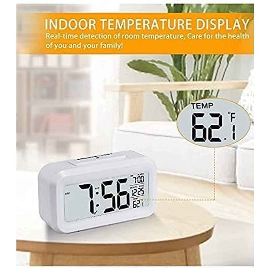 Perpetual Automatic Sensor, Time, Date & Temperature Clock | White | 9 x 5 cm