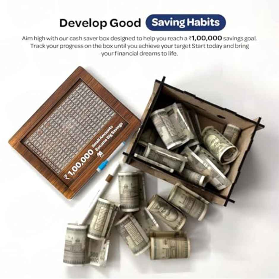 Storio Wooden Money Bank | Carved Coin Box for Kids Savings