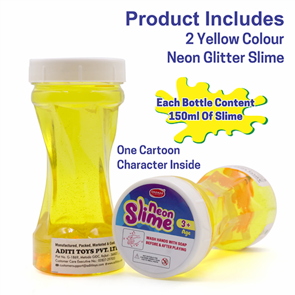 Aditi Toys Glitter Scented Slime Kit, Soft, Non-Sticky, Non-Toxic, Age 5+ | Yellow