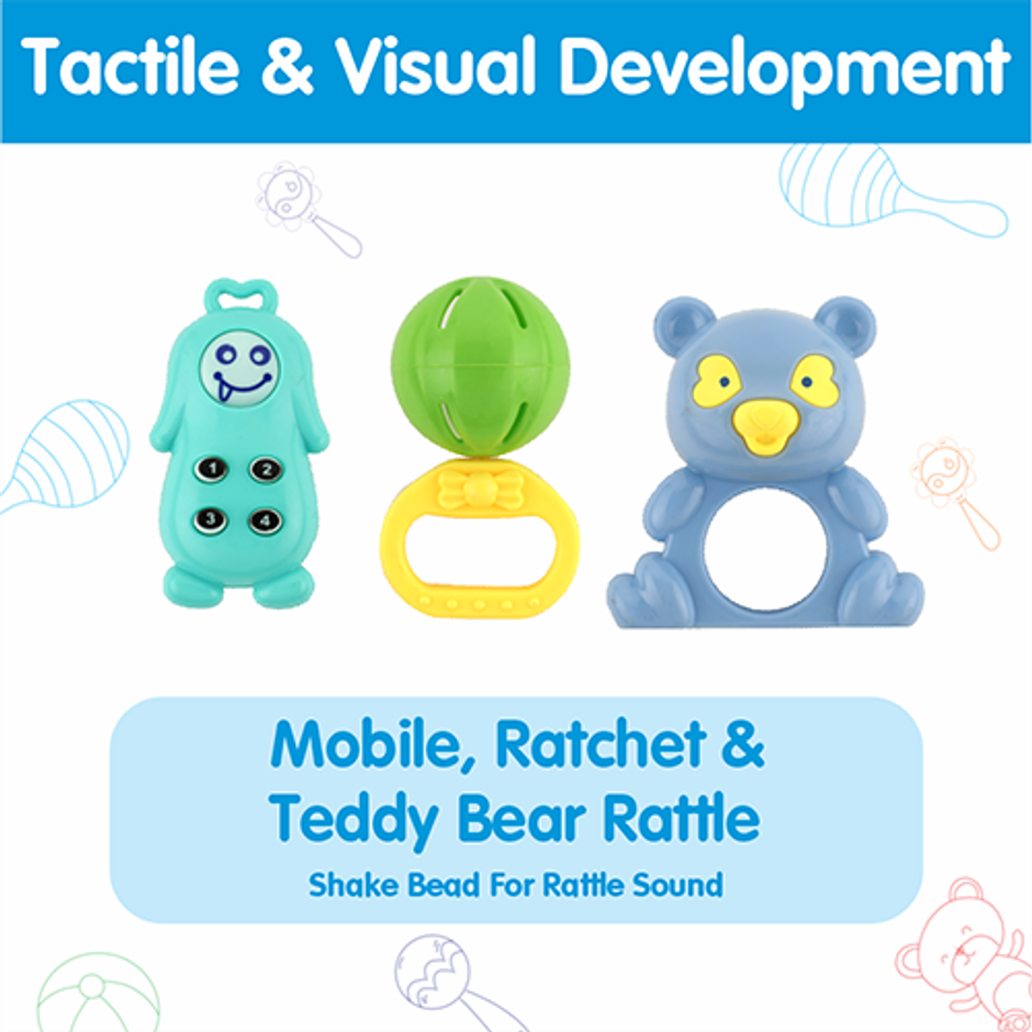 Aditi Toys 5-Piece Baby Rattle Set - Safe, Colourful, 100% BPA Free, Non-Toxic, Infant Grab, Age 0 -6M