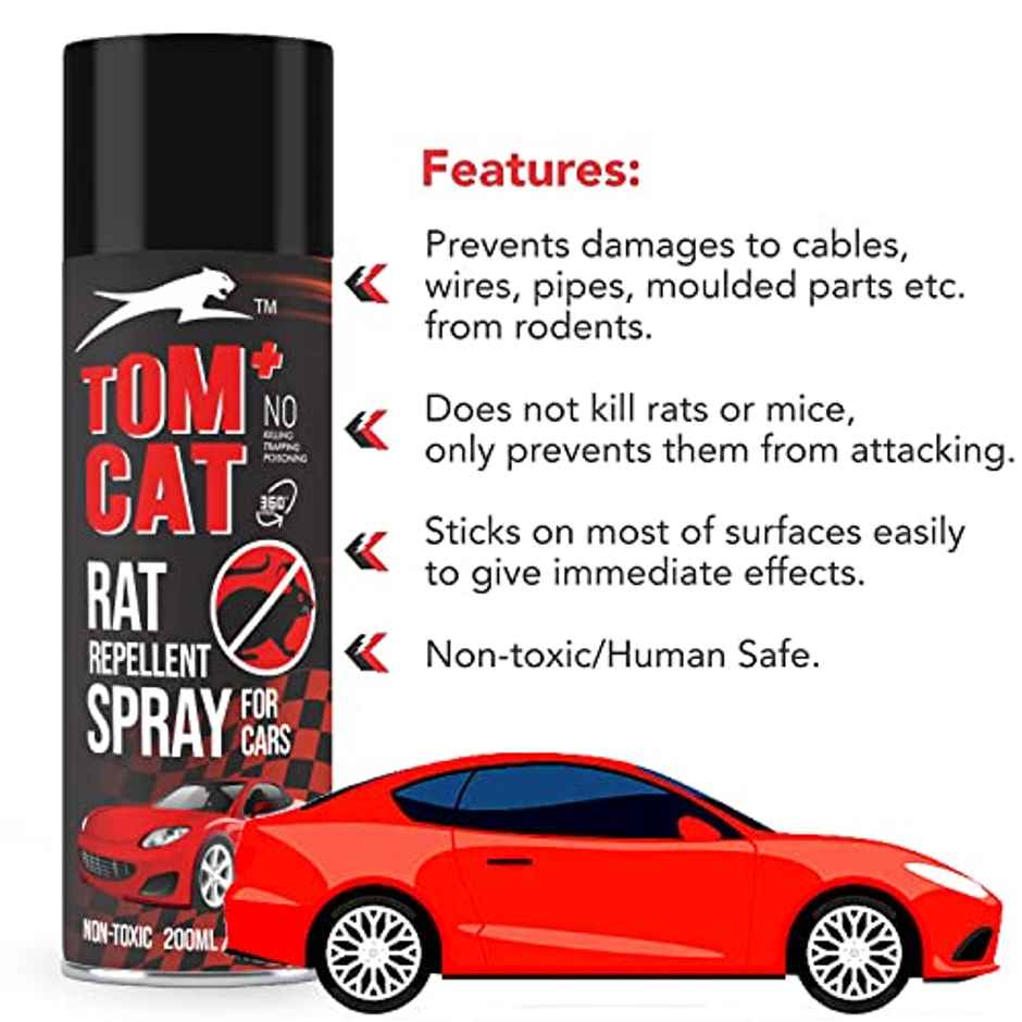 Tom Cat Rat Repellent Spray For Cars | Protect Wires in Car, Bike and Outdoor Utilities