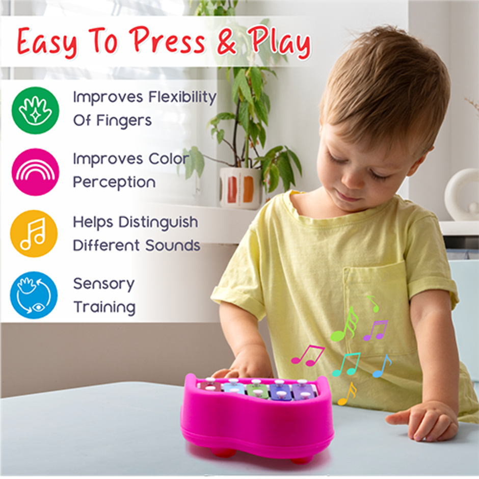 Aditi Toys Plastic Musical Piano Xylophone for Kids, Non-Toxic Suitable for Above 3 Years | Pink