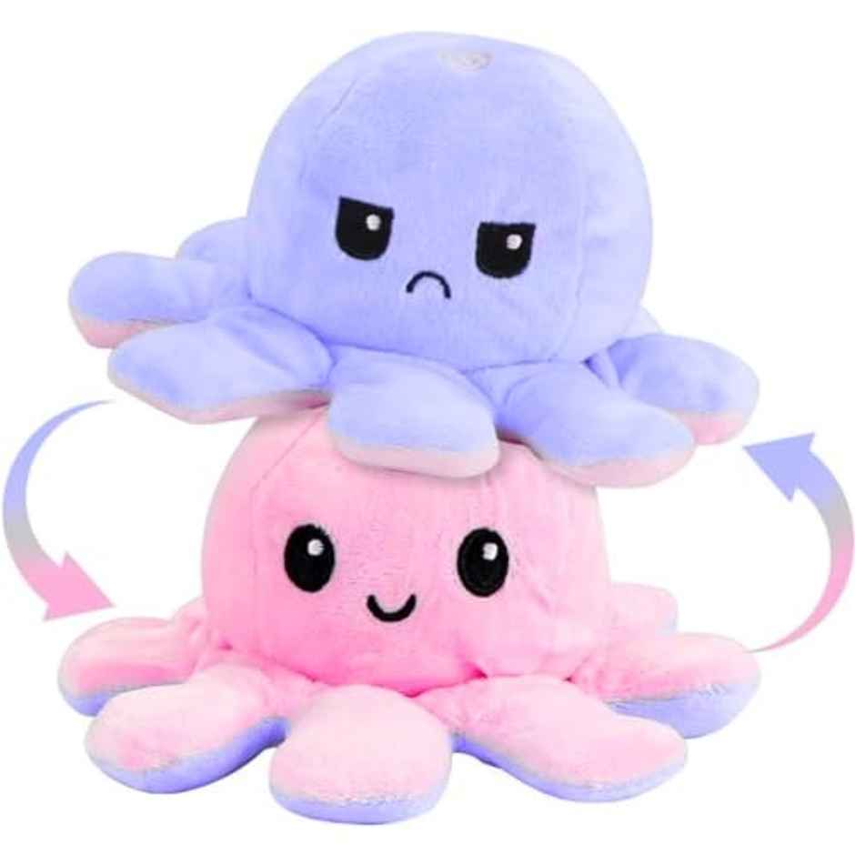 Storio Reversible Octopus Plushie | Soft Cute Mood Plush Toy for Kids | 19 cm