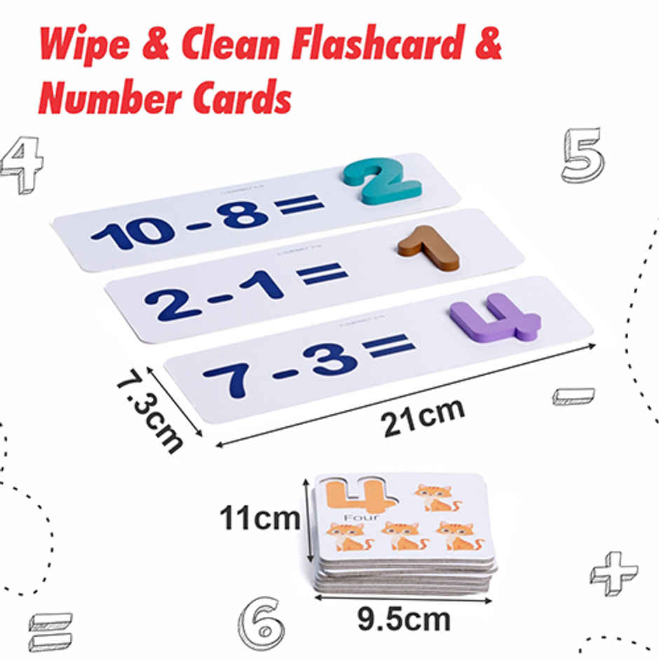 Aditi Toys Math Genius - Wooden Numbers & Wipe-Clean Cards, Educational Math Kit for Kids 3+