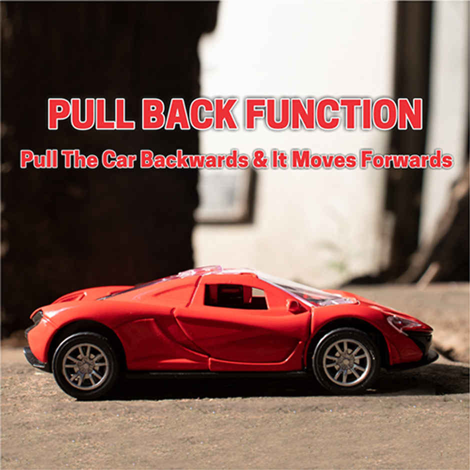 Aditi Toys Die-Cast Car with Sound, Lights, Open & Close Doors, Pull Back Action - Age 3+ |Red