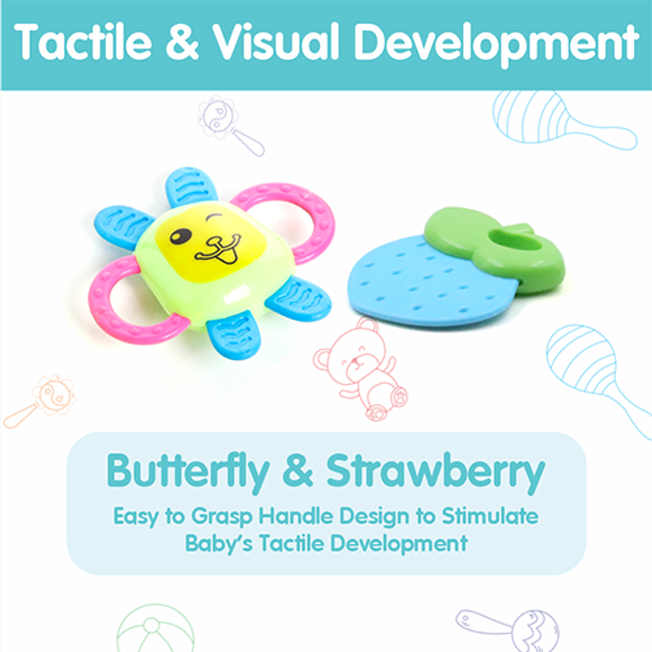 Aditi Toys 3-Piece Baby Rattle Set - Safe, Colourful, 100% BPA Free, Non-Toxic, Infant Grab, Age 0 -6M