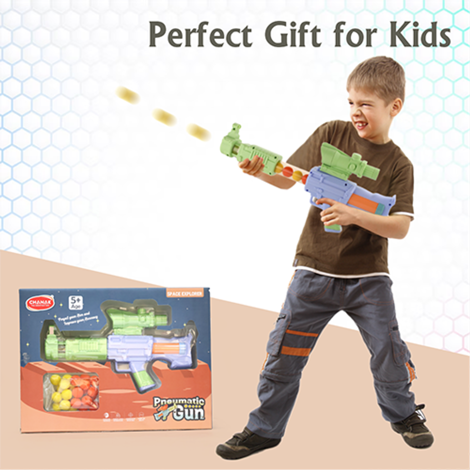 Aditi Toys Space Explorer Pneumatic Gun Include 24 Soft Foam Ball, Indoor/Outdoor, Above 5+, |Green