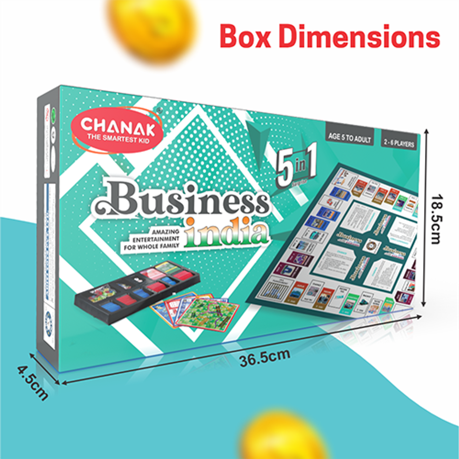 Aditi Toys Business Game 5-in-1 Board Game - Ludo, Snake & Ladder, Cricket for Kids & Adult| 6+ Year