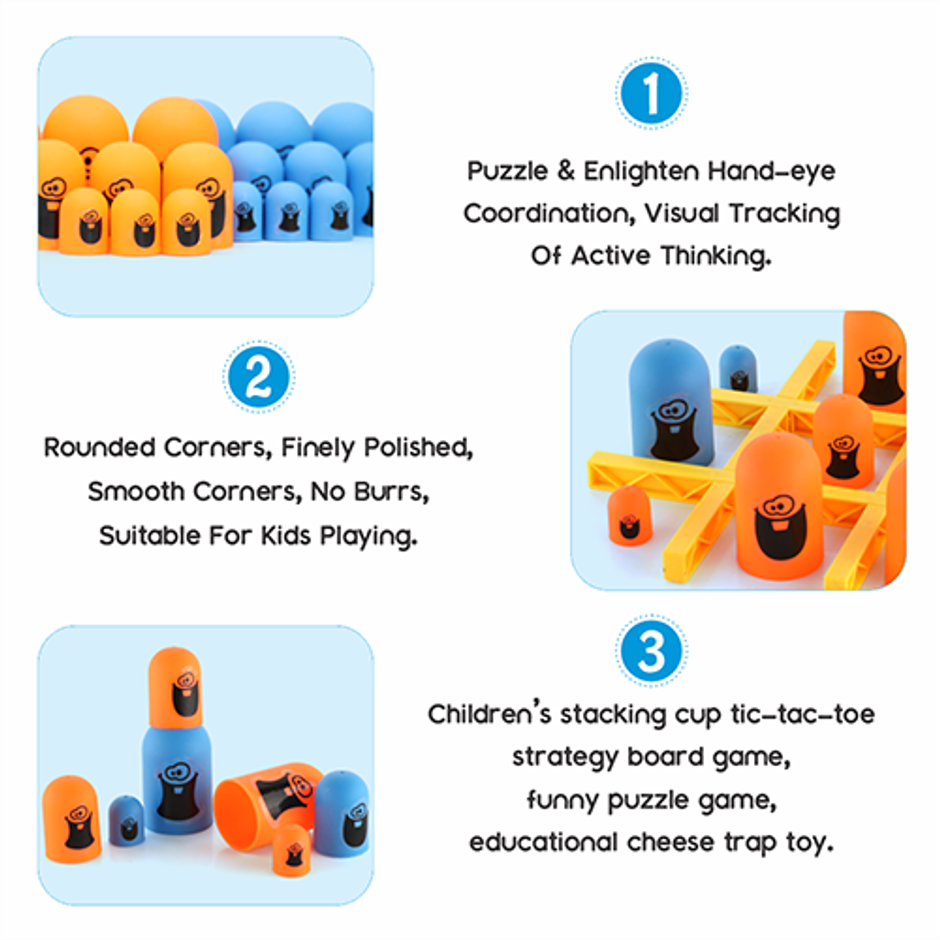 Aditi Toys 3D Gobble Game - Fun Strategy Tic Tac Toe for Kids & Families, Learning Toy for Ages 3+