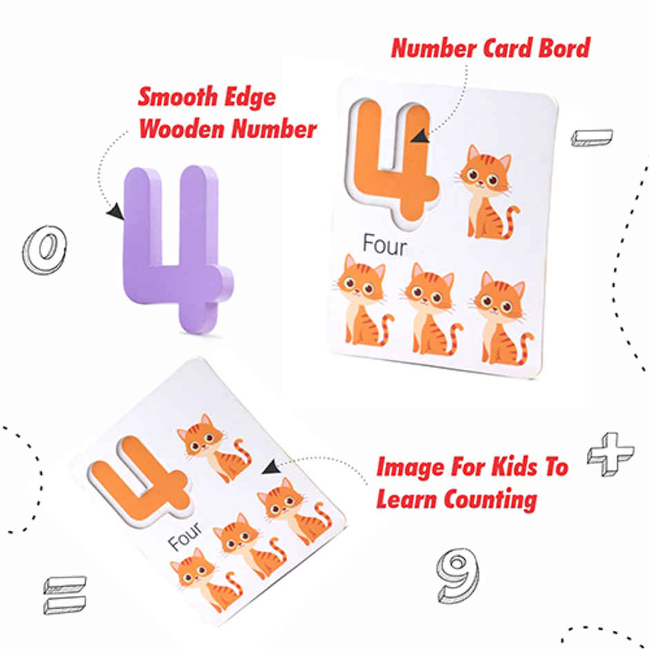 Aditi Toys Math Genius - Wooden Numbers & Wipe-Clean Cards, Educational Math Kit for Kids 3+