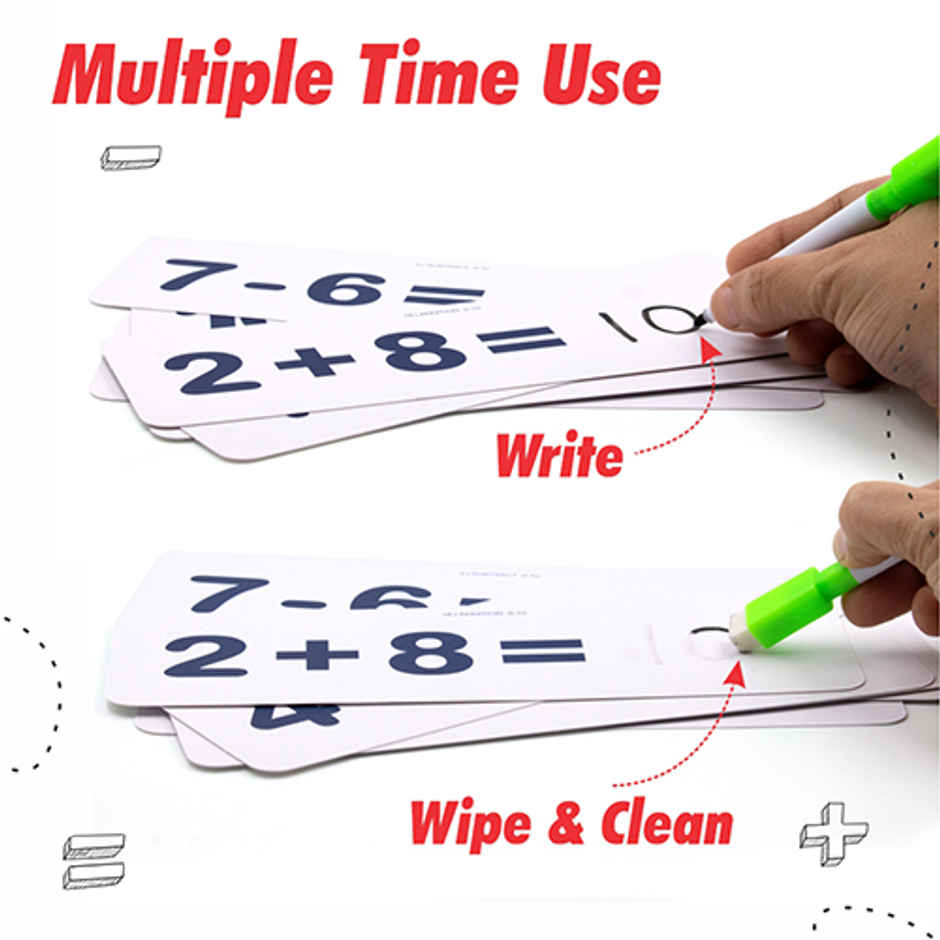 Aditi Toys Math Genius - Wooden Numbers & Wipe-Clean Cards, Educational Math Kit for Kids 3+