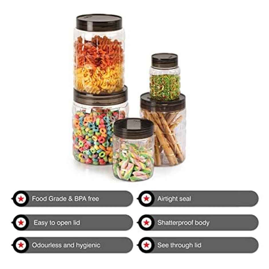 YouBee Plastic Air Tight Stackable Containers | Set of 18 | 300 ml x 6 - 650 ml x 6 - 1200 ml x 6