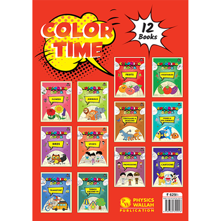 Color Time Coloring Books Set of 12 Books L Fun Activity For Kids | Assorted