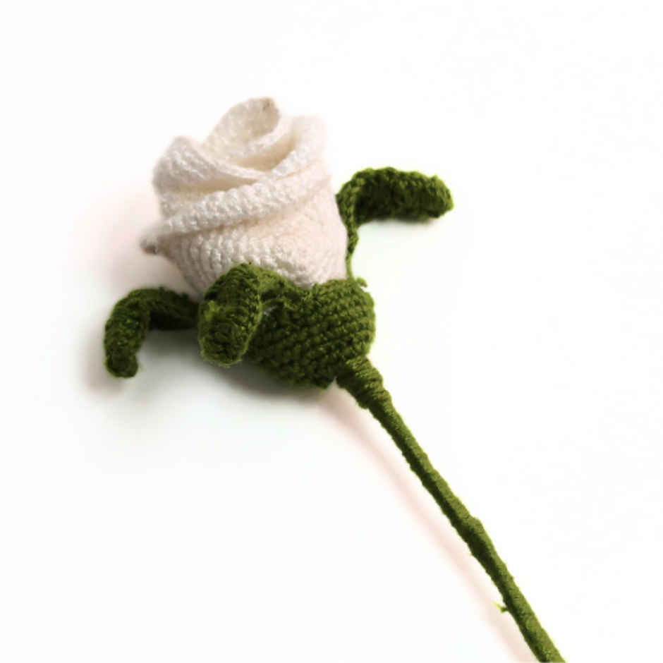 Handcrafted Crochet Single White Rose Gift Box | The Kalaa Store