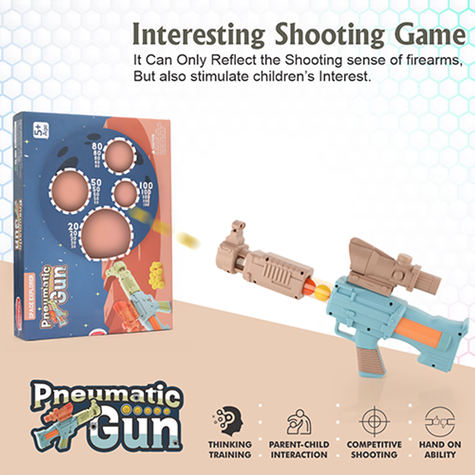 Aditi Toys Space Explorer Pneumatic Gun Include 24 Soft Foam Ball, Indoor/Outdoor, Above 5+, |Brown