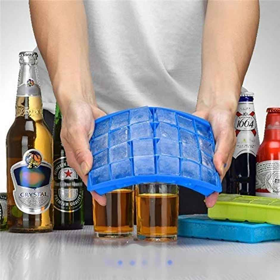 Saffron Silicone Regular 24 Cavity Ice Cube Tray | Pack of 2 Combo