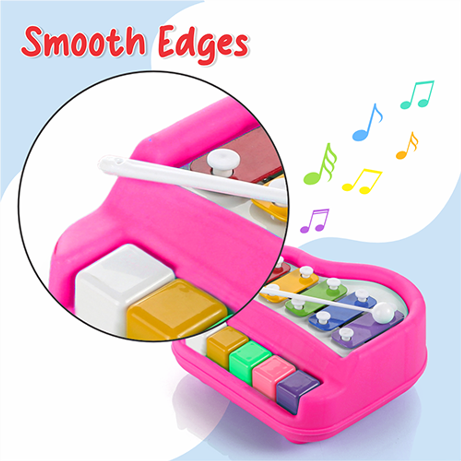 Aditi Toys Plastic Musical Piano Xylophone for Kids, Non-Toxic Suitable for Above 3 Years | Pink