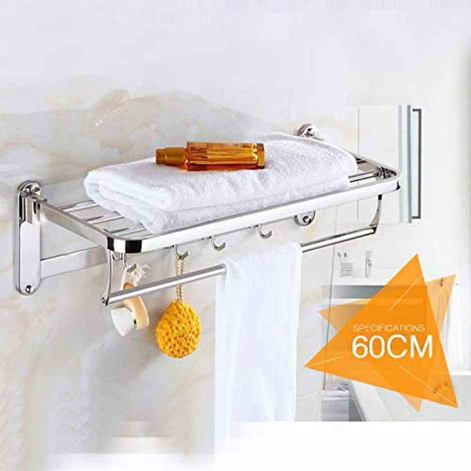 Plantex Stainless Steel Folding Towel Rack for Bathroom - 24 Inch, 304 Grade, Chrome Finish