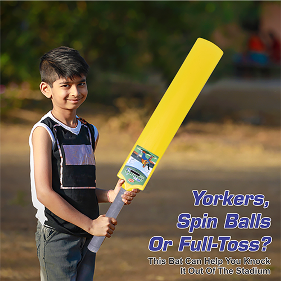 Aditi Toys Big Turf Cricket Bat, for Kids & Adults 15+ | Indoor/Outdoor | Yellow - 34.5 in