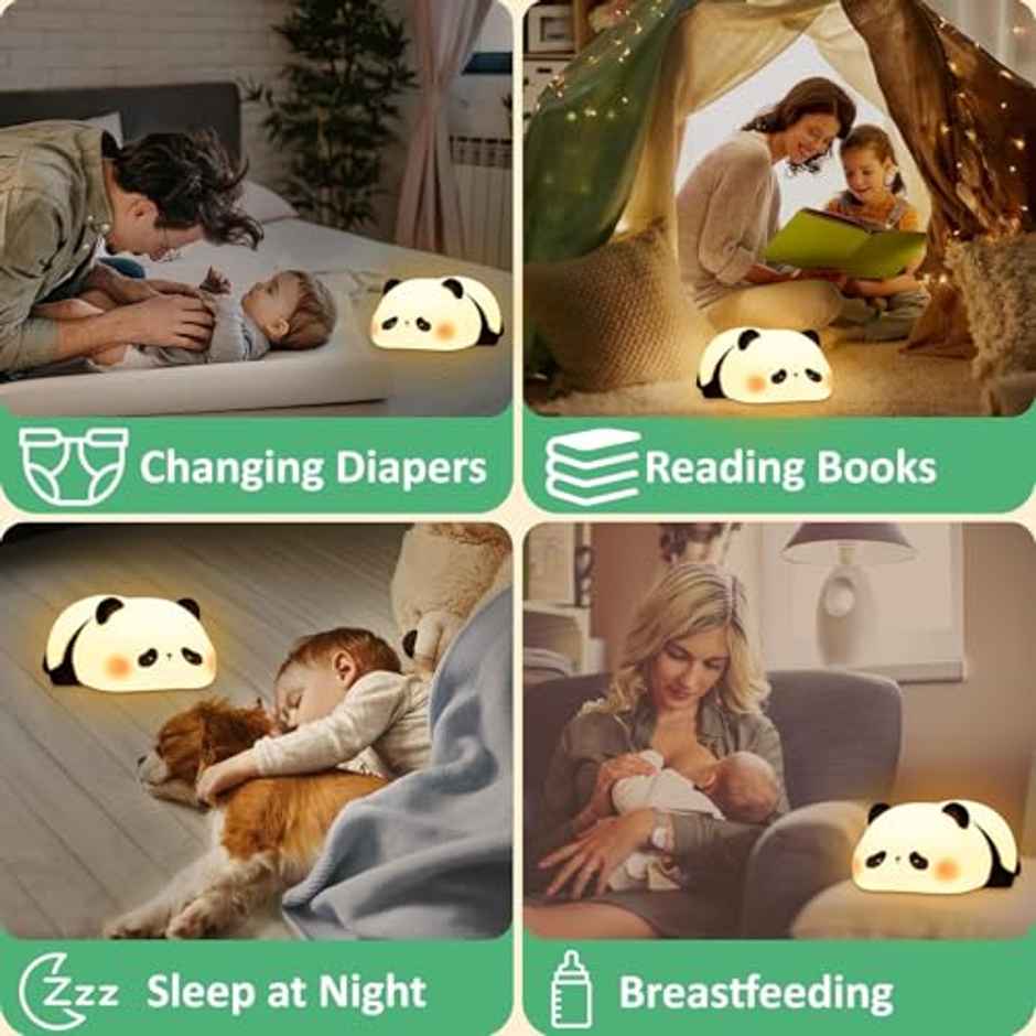 Hashwow Lying Panda Night Light | Soft Silicone | 3-Level Dimmable LED Touch Lamp | Timer Function