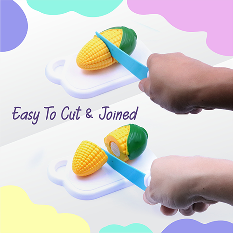 Aditi Toys Plastic Vegetable Cutting Set - Includes Knife & Cutting Board for Kids Pretend Play