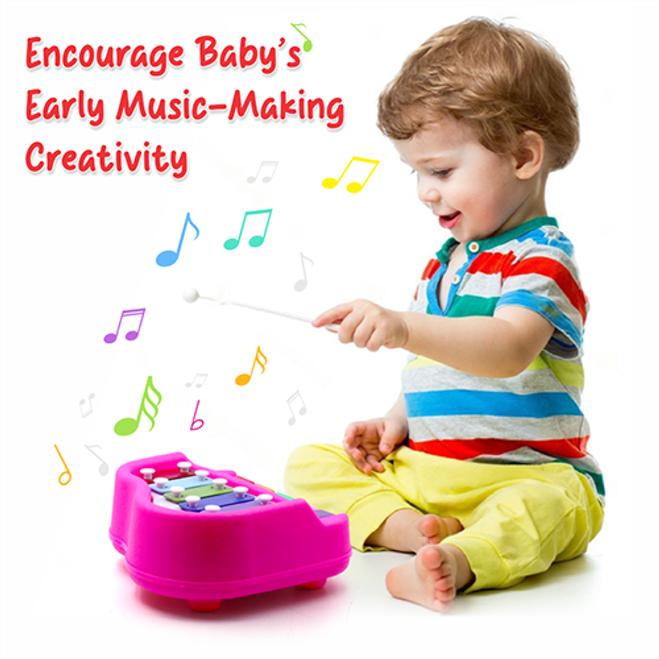 Aditi Toys Plastic Musical Piano Xylophone for Kids, Non-Toxic Suitable for Above 3 Years | Pink