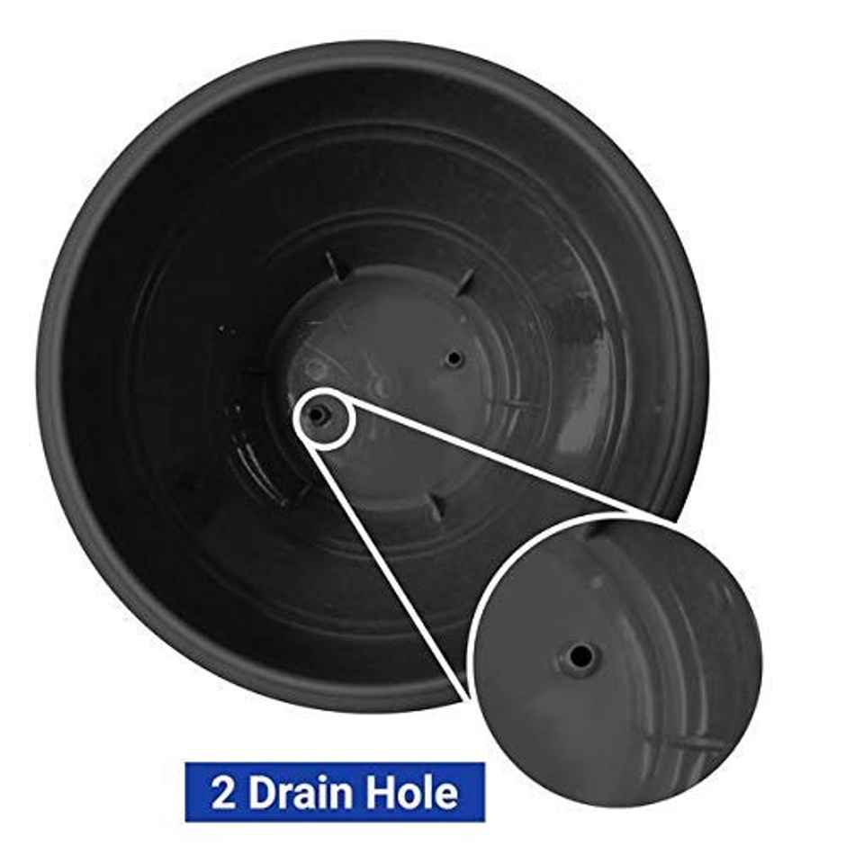 TrustBasket Round Pots 10 Inch | UV Treated Plastic Garden Flower Pots - Black