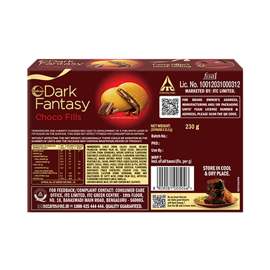 Sunfeast Dark Fantasy Choco Fills, Original Filled Cookies with Choco Crème | Perfect Snack