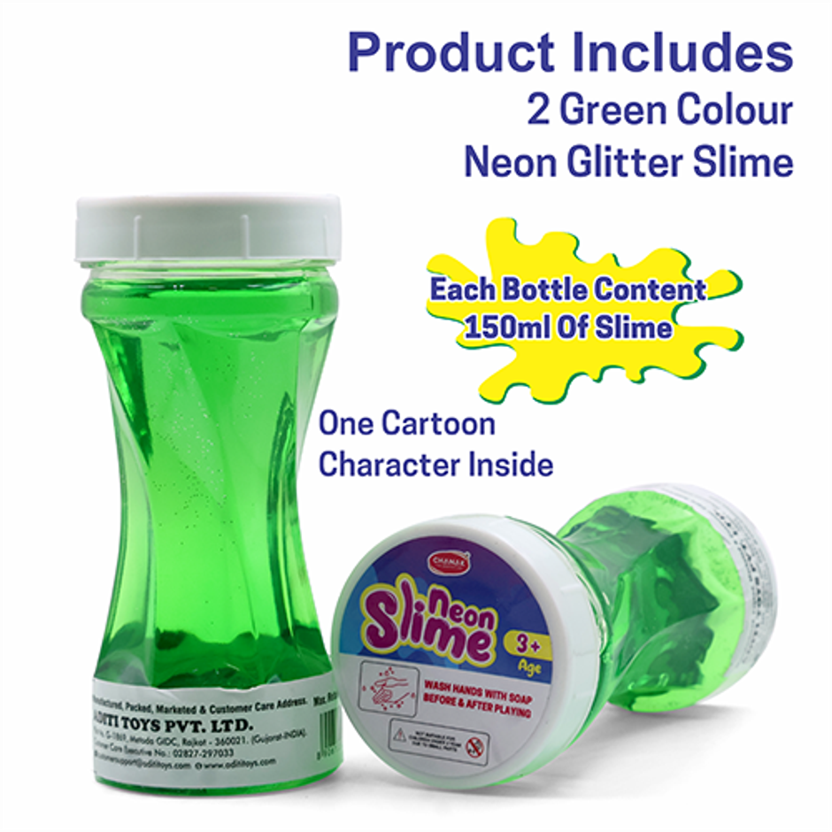 Aditi Toys Glitter Scented Slime Kit, Soft, Non-Sticky, Non-Toxic, Age 5+ | Green